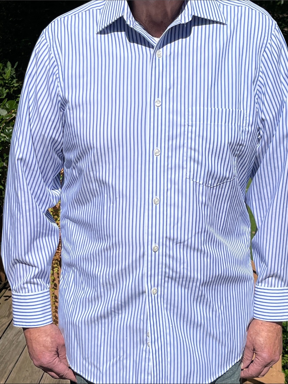 Eagle striped cotton shirt. Neck 15.5 with 32/33 sleeve